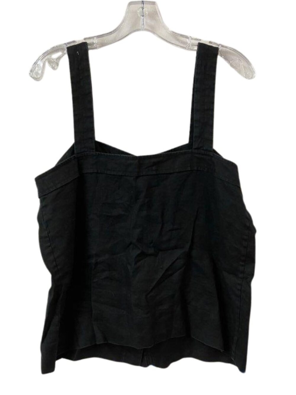Everlane Black Linen Square Neck Button Front Tank Top Size 12 - Picture 4 of 7